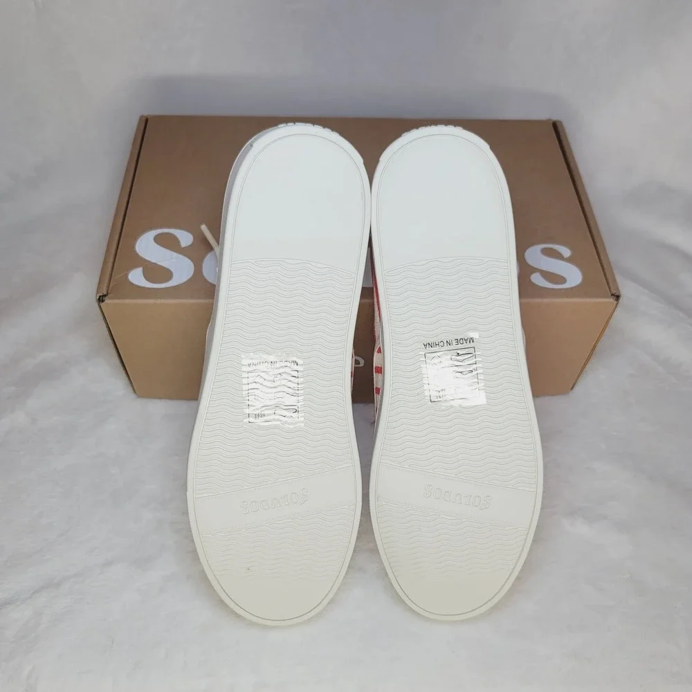 Soludos Red and Cream Striped Canvas Sneakers